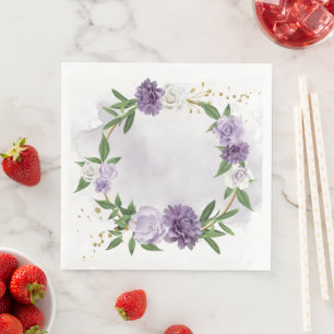 Serviette En Papier couronne mauve blanche