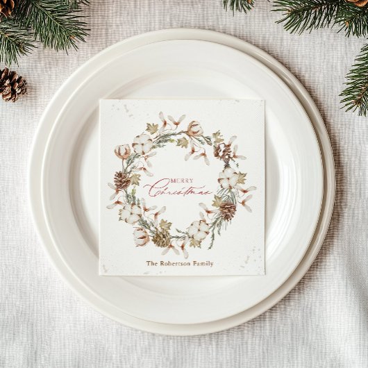 Serviette En Papier Couronne minimaliste de Noël