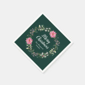Serviette En Papier Couronne rose Poinsettia Joyeux Noël (Coin)