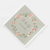 Serviette En Papier Couronne rose verte et romantique (Coin)