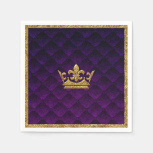 Serviette En Papier Couronne Royale Pourpre et Or Élégante Histoire Ro