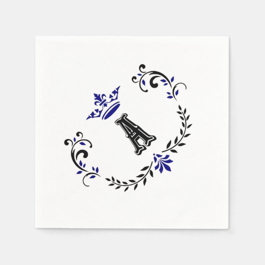 Serviette En Papier Couronne Wreath A Monogramme (Devant)