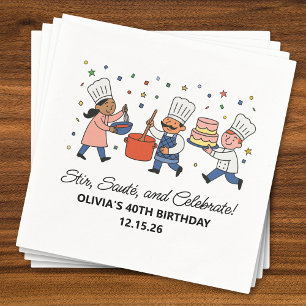 Serviette En Papier Cours de cuisine de chef fantaisiste Fête d'annive