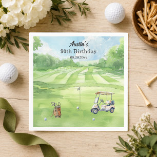 Serviette En Papier Cours de golf à l'aquarelle pour une fête d'annive
