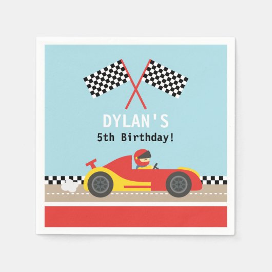 Serviette En Papier Course Automobile Racer Garçons Anniversaire (Devant)