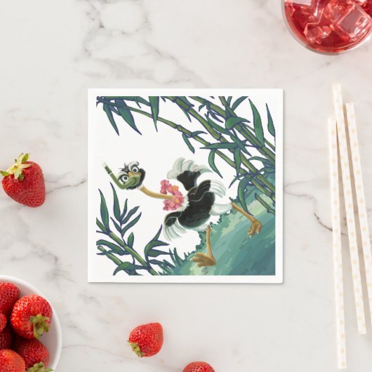 Serviette En Papier Course d'autruche dans le marais (En situation)