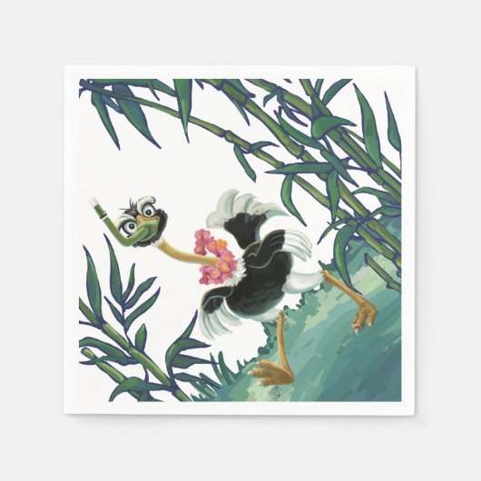 Serviette En Papier Course d'autruche dans le marais (Devant)