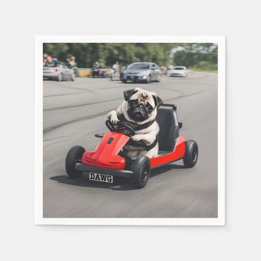 Serviette En Papier Course de karting de Pug (Devant)