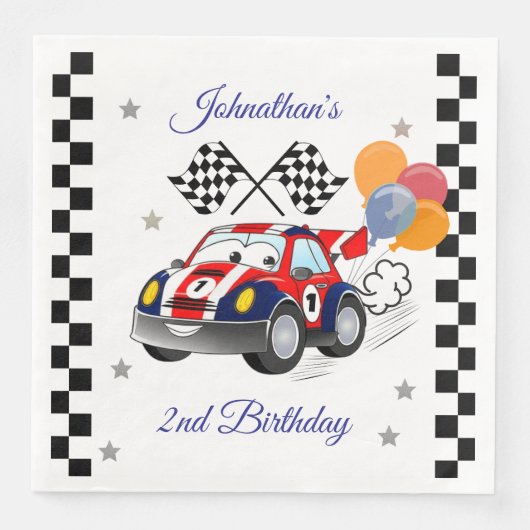 Serviette En Papier Course fête d'anniversaire | Voiture de course et  (Devant)