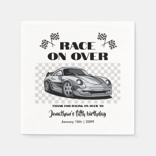 Serviette En Papier Course folle en voiture de course moderne argentée