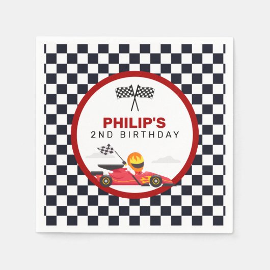 Serviette En Papier Course voiture course fête d'anniversaire (Devant)