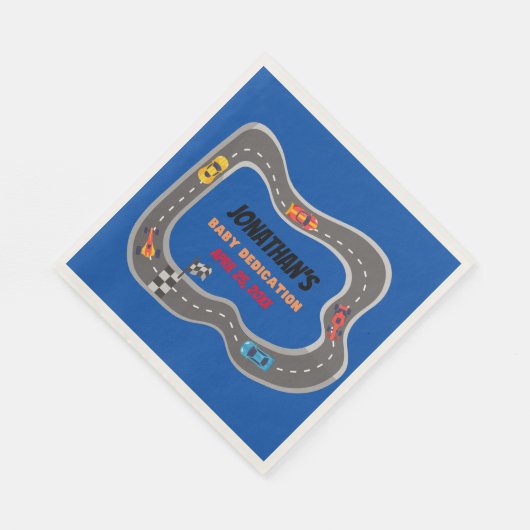 Serviette En Papier Course Voitures Racetrack Baby Boy Dedication (Coin)