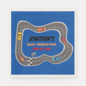 Serviette En Papier Course Voitures Racetrack Baby Boy Dedication (Devant)