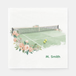 Serviette En Papier Court de tennis avec peinture à l'eau de balle