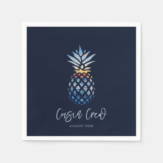 Serviette En Papier Cousin Crew Sunset Beach Ananas Famille Réunion (Devant)
