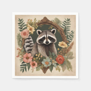 Serviette En Papier Coussin de jet raccoon Cottagecore