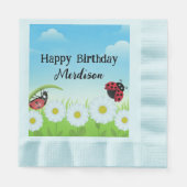 Serviette En Papier Coute Polka point Ladybug Daisy Flower fête d'anni (Devant)
