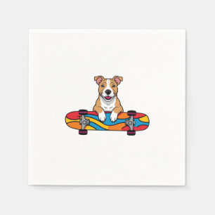 Serviette En Papier Couteau Bull Terrier sur skateboard
