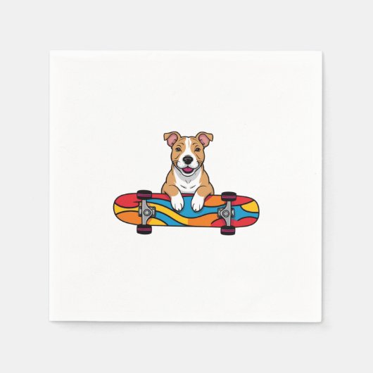 Serviette En Papier Couteau Bull Terrier sur skateboard (Devant)