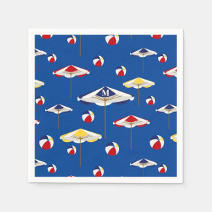 Serviette En Papier Coutume colorée de parapluie et de ballon de plag