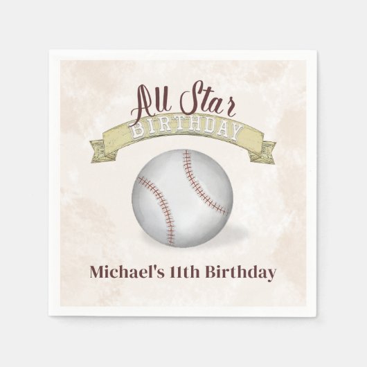 Serviette En Papier Coutume de baseball Anniversaire (Devant)
