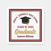 Serviette En Papier Coutume Maroon Gold Graduate 2025 Graduation Party (Devant)