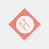 Serviette En Papier Coutume Rouge & Blanc Polka Dot Bride & Groom (Coin)