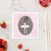 Serviette En Papier Couture rose et gris foncé Ballerina fête d'annive (En situation)