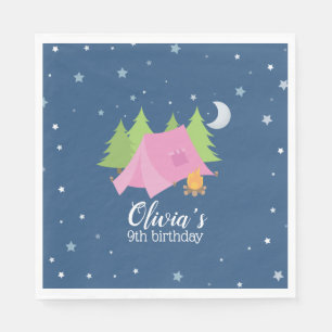 Serviette En Papier Couverts de fête d'anniversaire de camping Pink Te