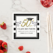 Serviette En Papier Couverts de Réunion de 50 ans - Noir et Or (En situation)