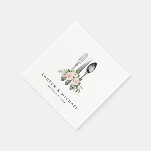 Serviette En Papier couverts fleuris verdure mariage serviettes (Coin)