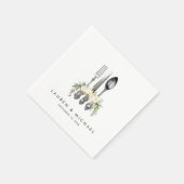 Serviette En Papier couverts ivoire fleurie verdure mariage serviettes (Coin)