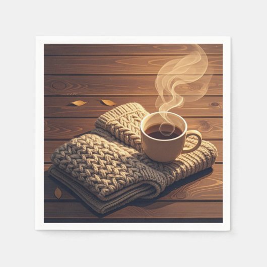 Serviette En Papier Couverture chaude et boisson fumante (Devant)