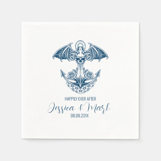 Serviette En Papier Couverture d'ancre nautique mariage design (Devant)