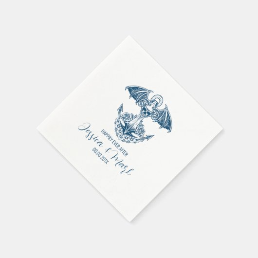 Serviette En Papier Couverture d'ancre nautique mariage design (Coin)
