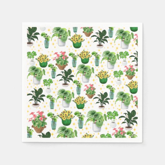 Serviette En Papier Couverture de plantes en pot fantaisistes (Devant)