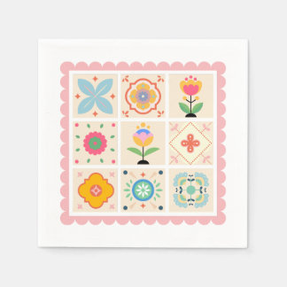 Serviette En Papier Couvertures brodées avec amour Baby Shower