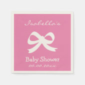 Serviette En Papier Couvre-noeud rose personnalisé baby showers servie (Devant)