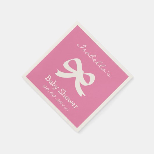 Serviette En Papier Couvre-noeud rose personnalisé baby showers servie (Coin)