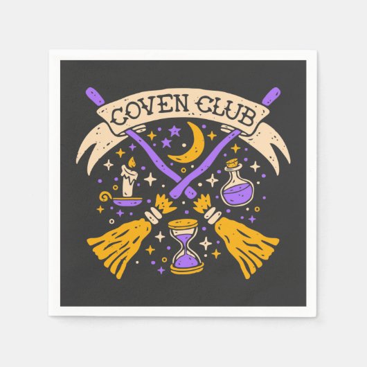 Serviette En Papier Coven Club Halloween Witch Night Sky (Devant)