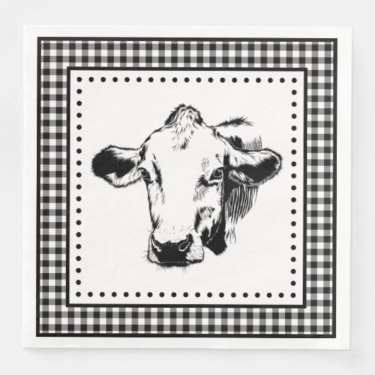 Serviette En Papier Cow En vichy Ferme (Devant)