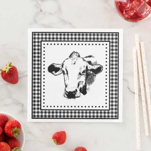 Serviette En Papier Cow En vichy Ferme (En situation)