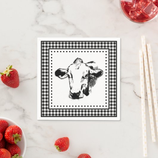 Serviette En Papier Cow En vichy Ferme (En situation)
