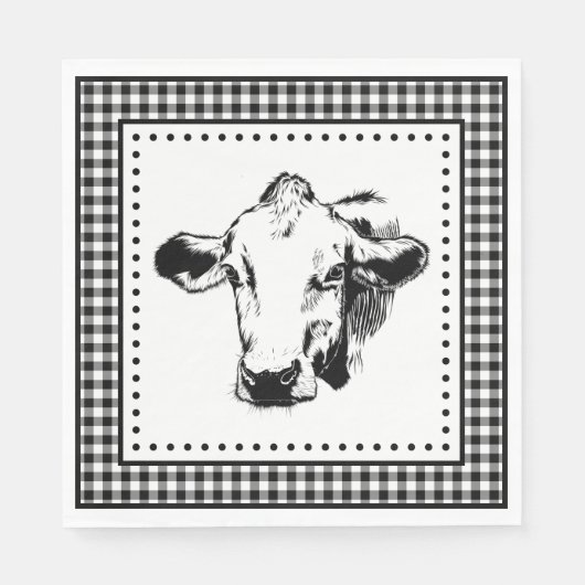 Serviette En Papier Cow En vichy Ferme (Devant)