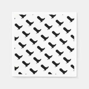 Serviette En Papier Cowboy Boot Spire Silhouette Motif noir blanc