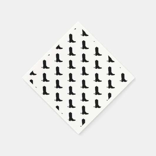 Serviette En Papier Cowboy Boot Spire Silhouette Motif noir blanc (Coin)