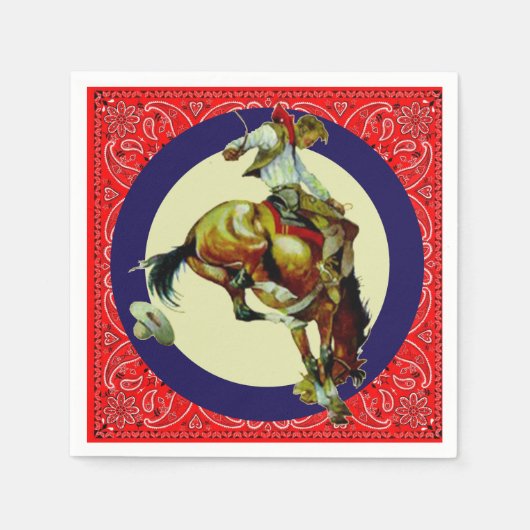 Serviette En Papier Cowboy Bronc de Western Party (Devant)
