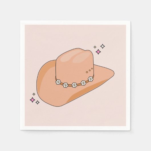 Serviette En Papier Cowboy Casquette Beige neutre (Devant)