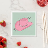 Serviette En Papier Cowboy Casquette Preppy Rose Et Vert (En situation)