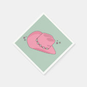 Serviette En Papier Cowboy Casquette Preppy Rose Et Vert (Coin)